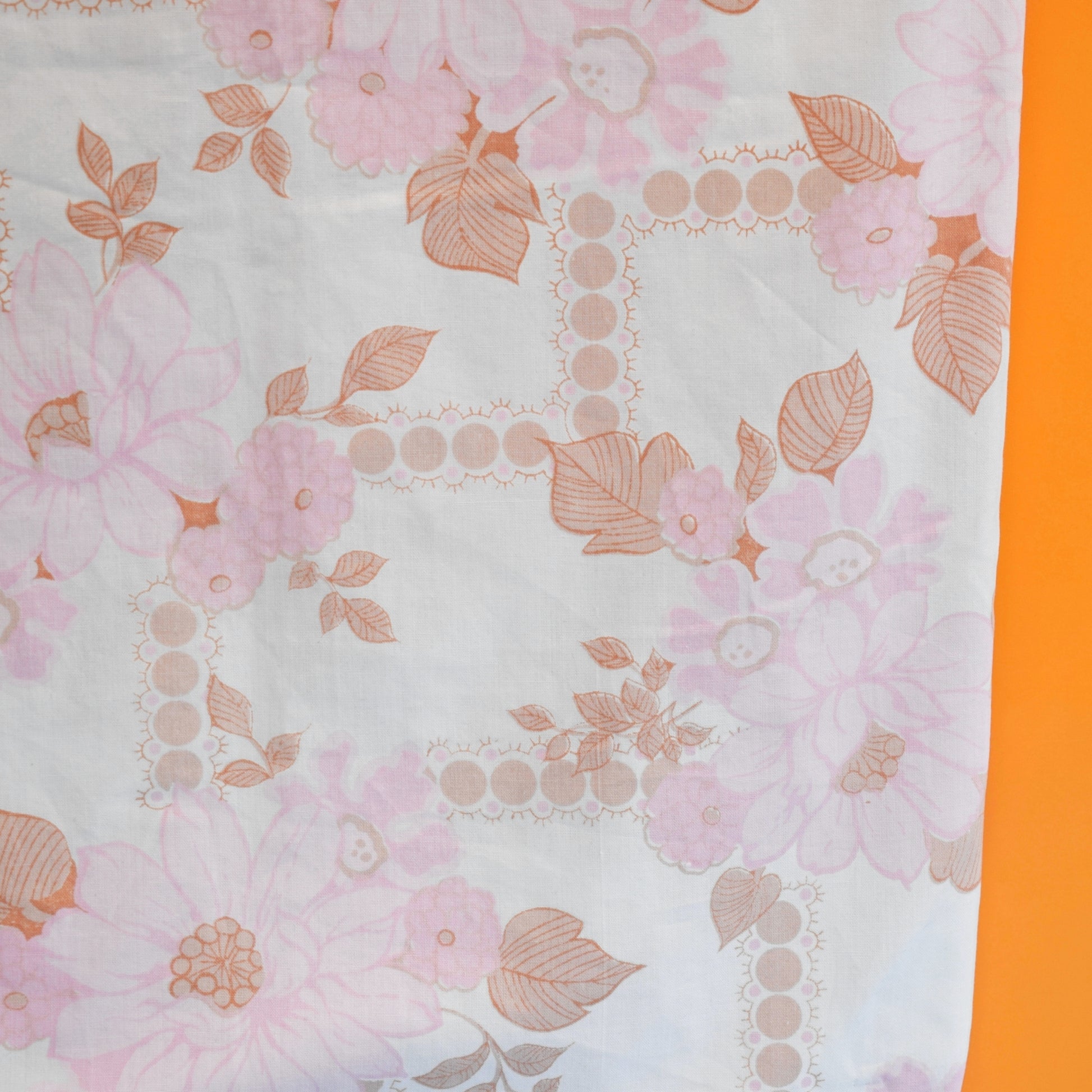 Vintage 1960s Pillowcases - Flower Power - Electric Peach / Pink by Vintage