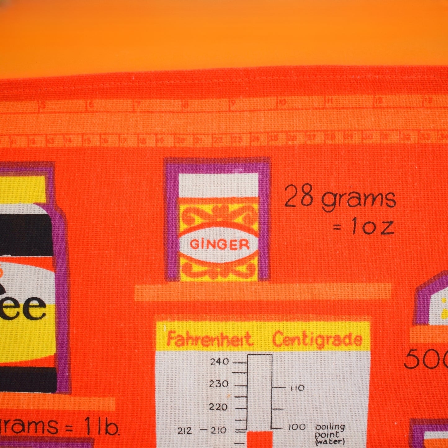 Vintage 1970s Tea Towel - Metric Measurements - Vibrant by Pineapple Retro