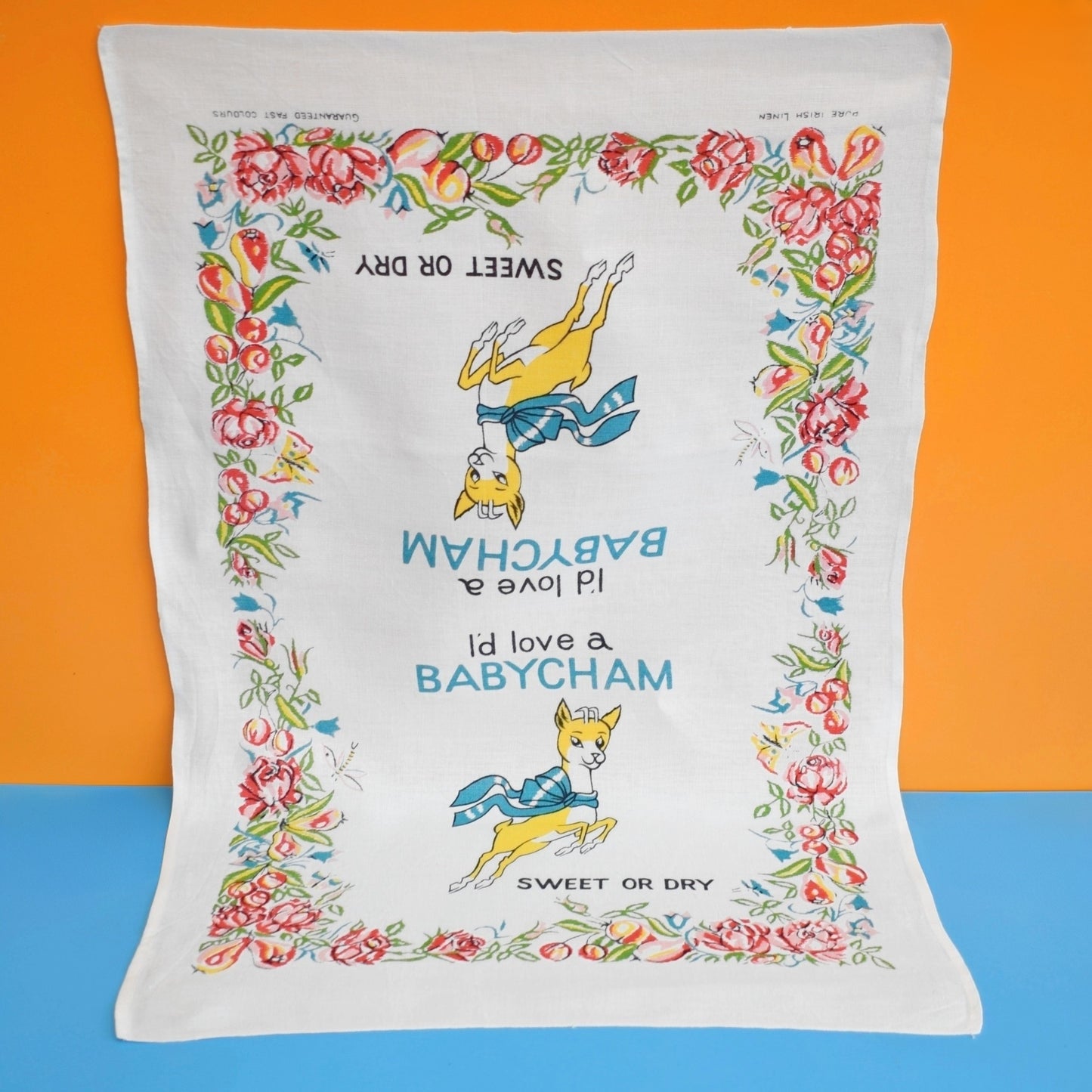 Vintage 1960s Cotton Tea Towel - Babycham