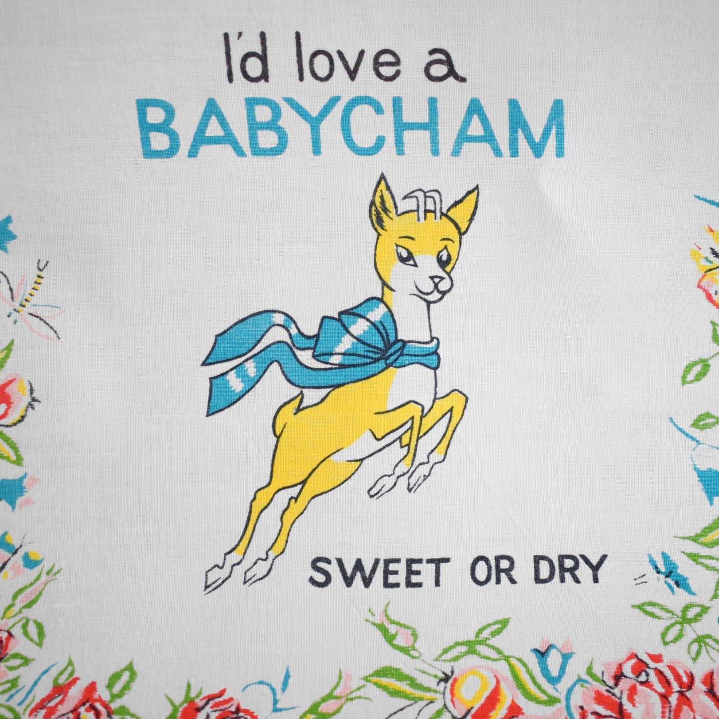 Vintage 1960s Cotton Tea Towel - Babycham