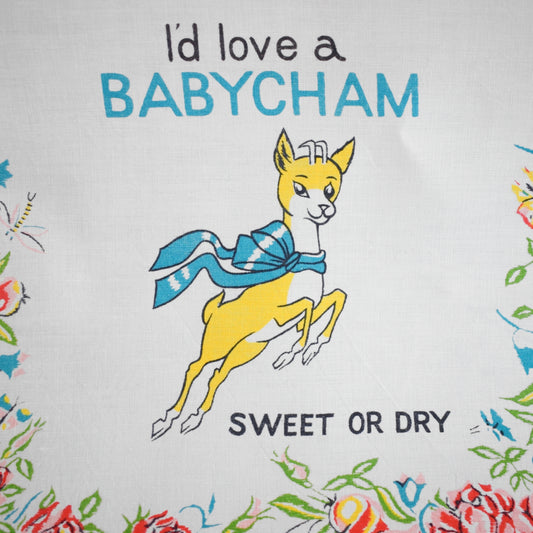 Vintage 1960s Cotton Tea Towel - Babycham by Pineapple Retro