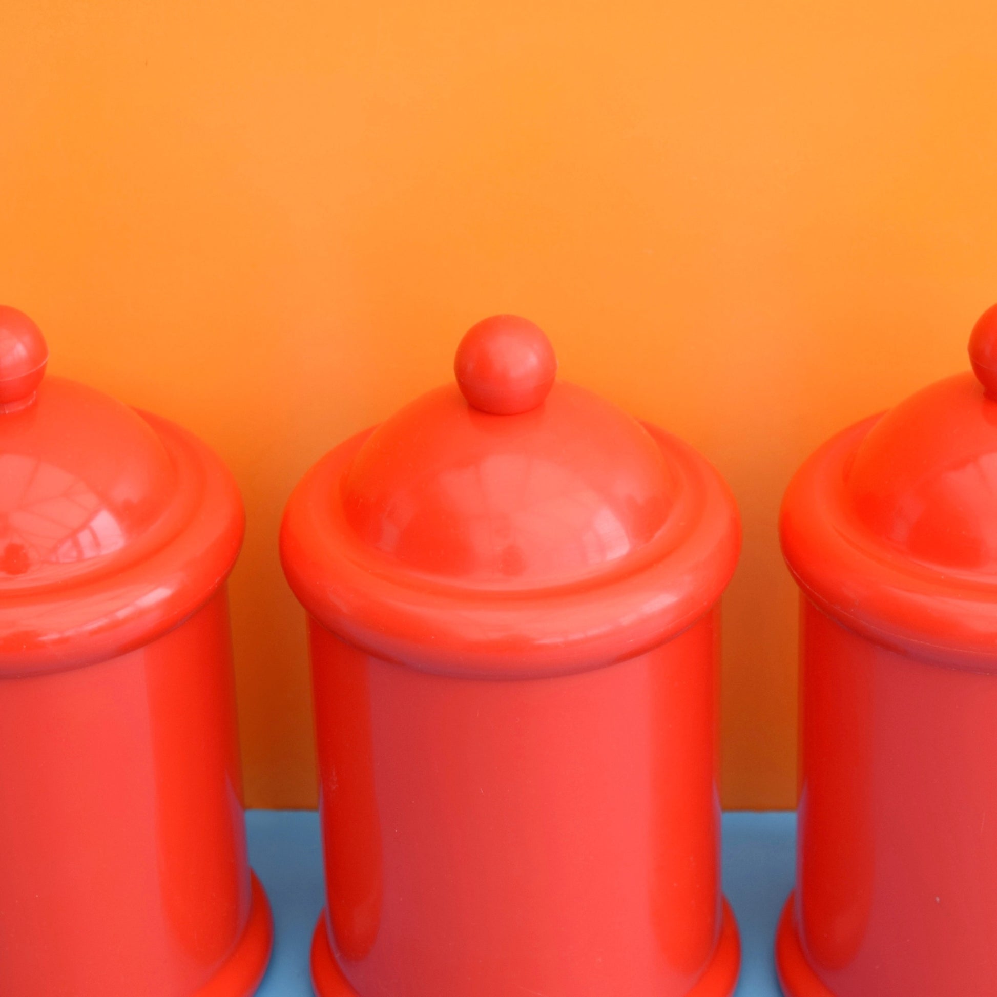 Vintage 1970s Plastic Storage Canisters - Working Kitchen- Habitat - Red x3 by Vintage