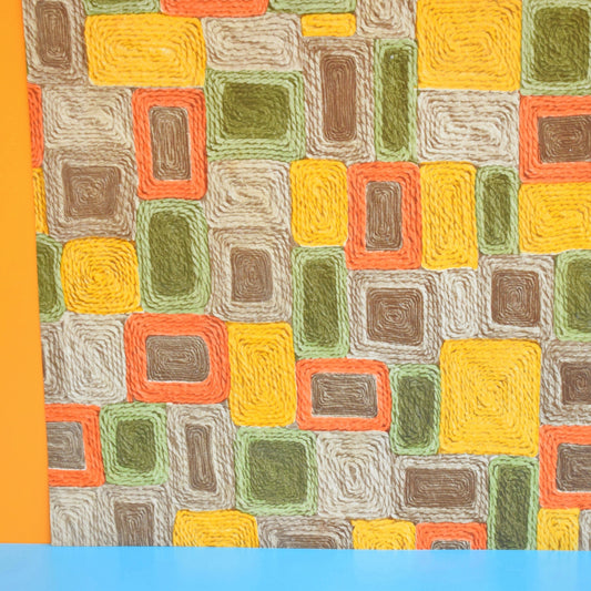 Vintage 1970s Lino Piece- Door Mat - Orange, Green & Yellow by Pineapple Retro