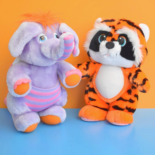 Vintage 1980s Wuzzle Plush Toy- Eleroo & Tycoon Tiger by Pineapple Retro