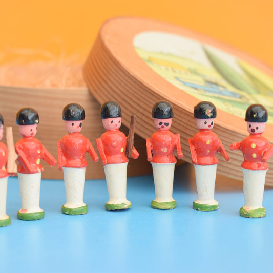 Vintage 1950s Tiny Erzgebirge German Wooden Soldiers In Box