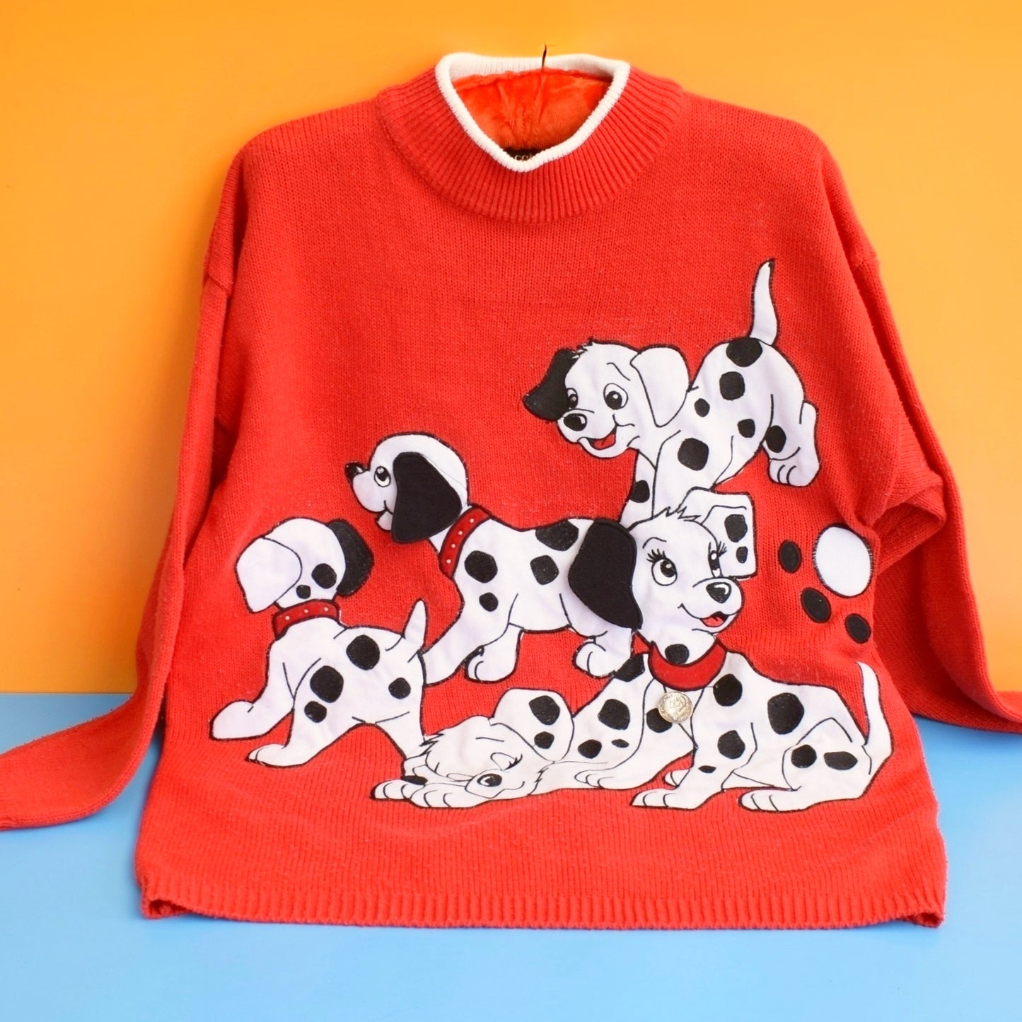 Vintage 1980s Jumper 101 Dalmatians - Cote a Cote - Red by Pineapple Retro