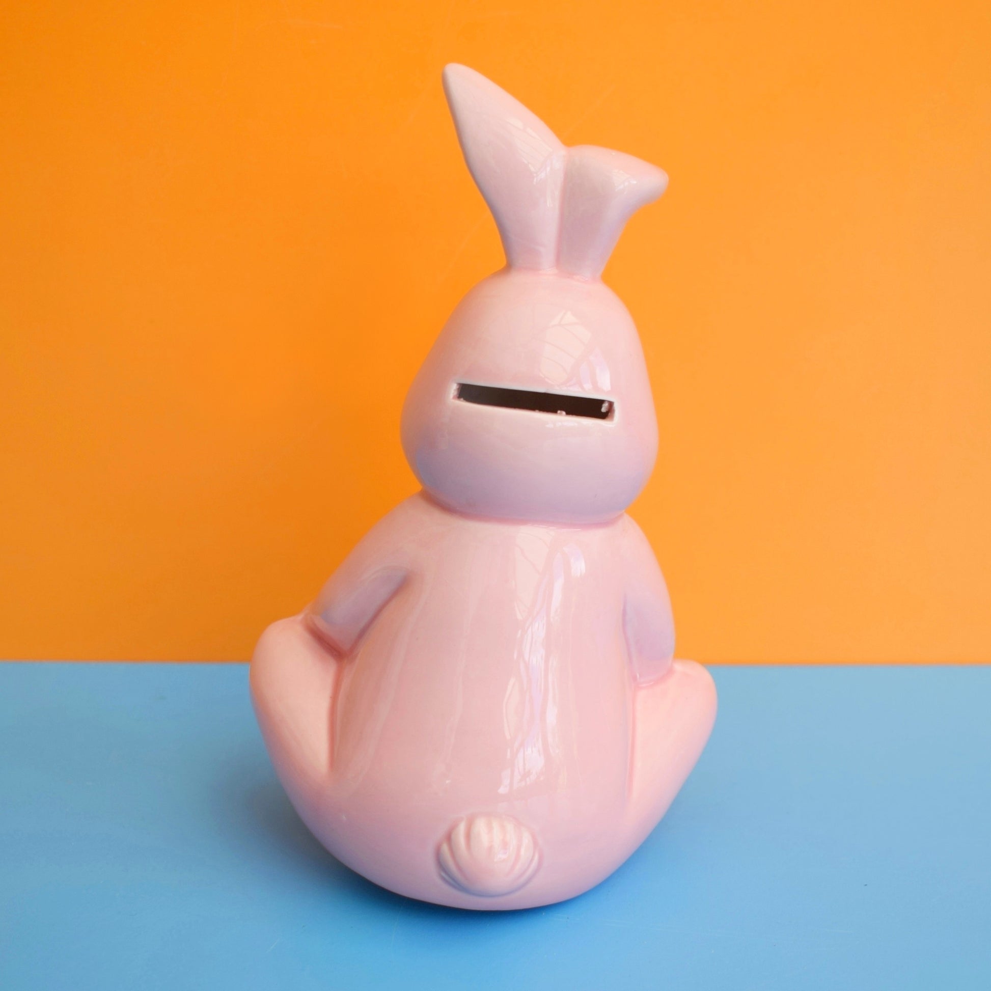 Vintage 1980s Ceramic Money Box - Pink Bunny by Pineapple Retro