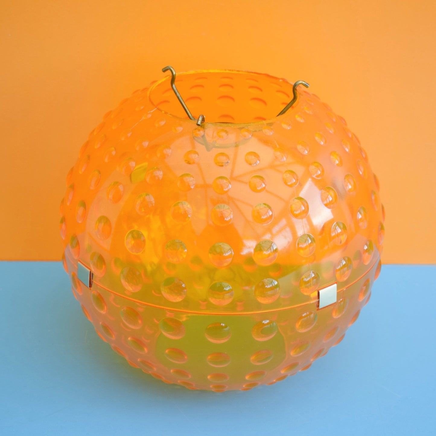 Vintage 1970s Plastic Globe Light Shade - Orange