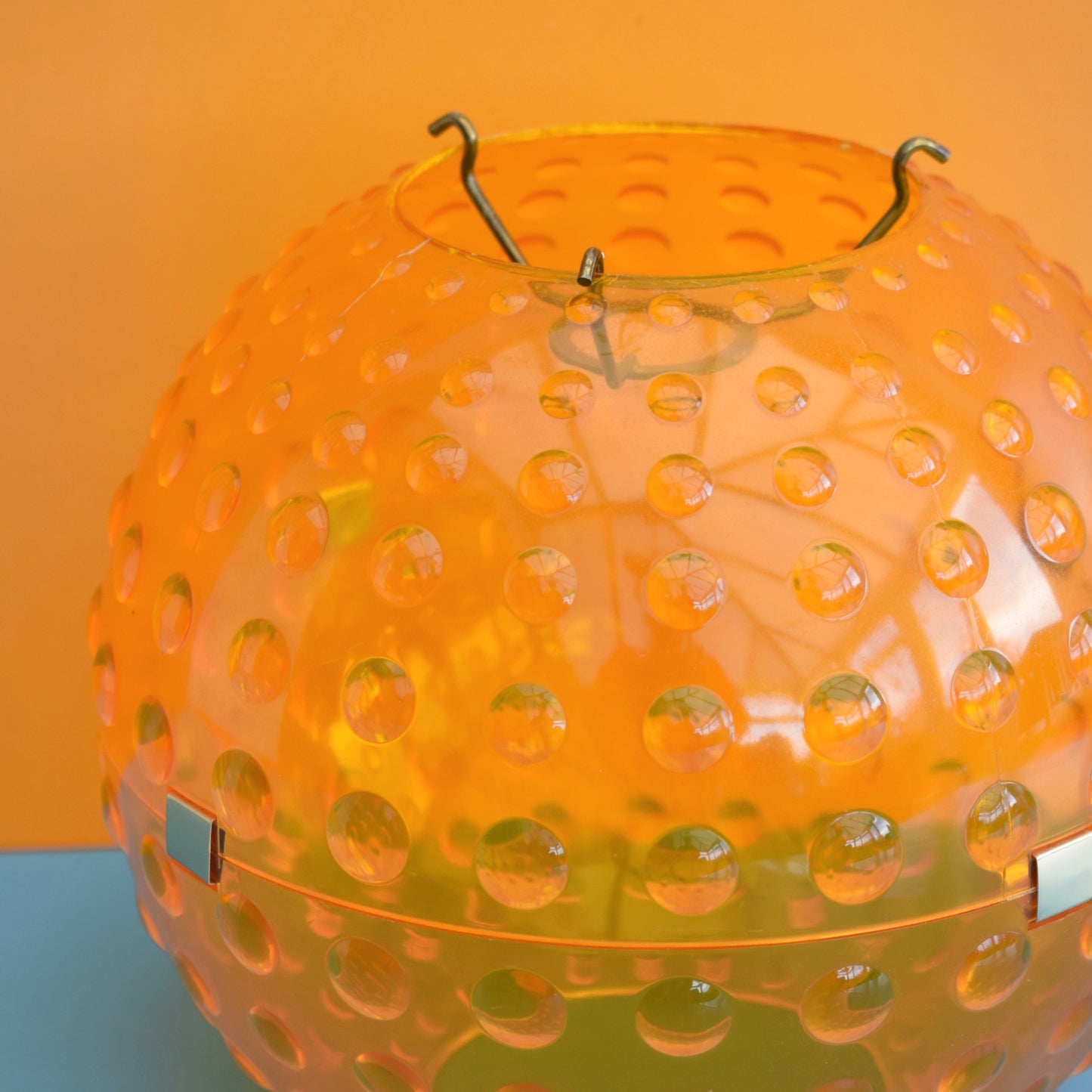 Vintage 1970s Plastic Globe Light Shade - Orange