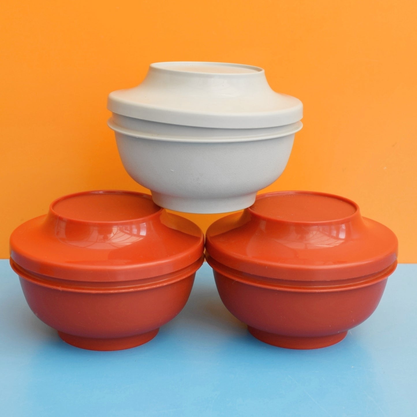 Vintage 1970s Tupperware Containers - Red/ Orange / Yellow / Green / Cream by Pineapple Retro