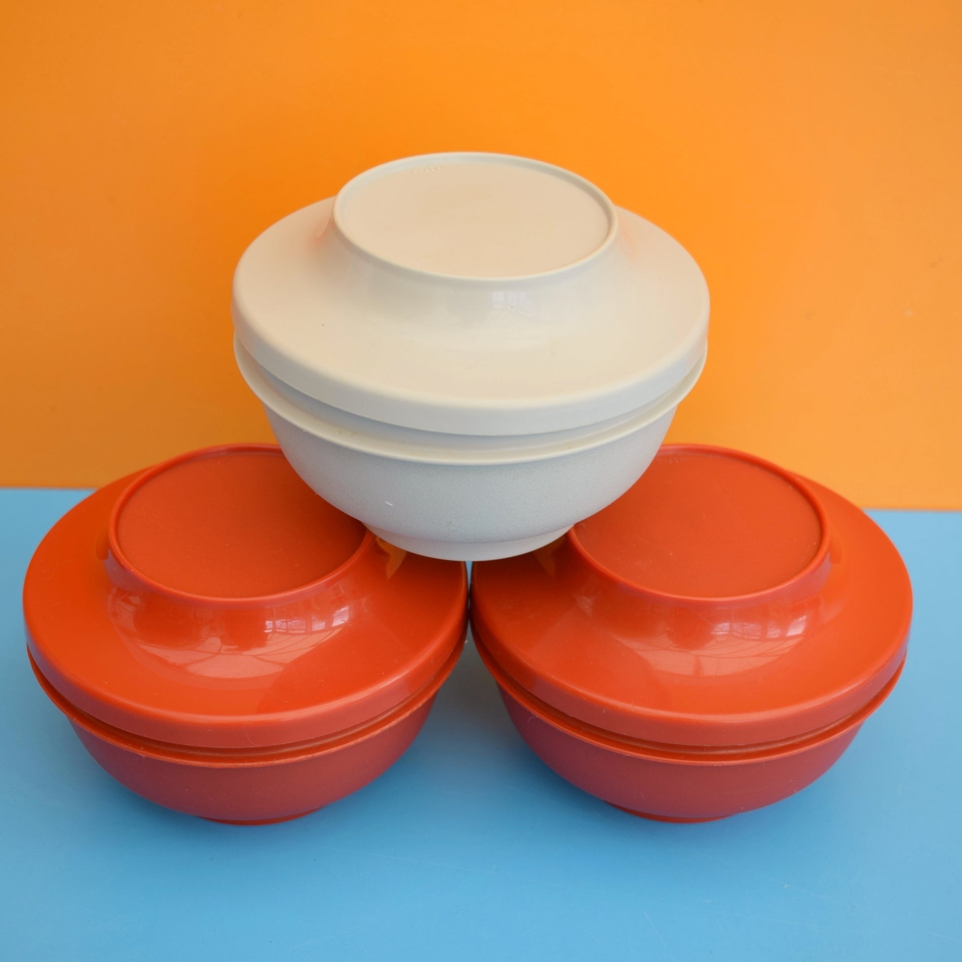 Vintage 1970s Tupperware Containers - Red/ Orange / Yellow / Green / Cream by Pineapple Retro