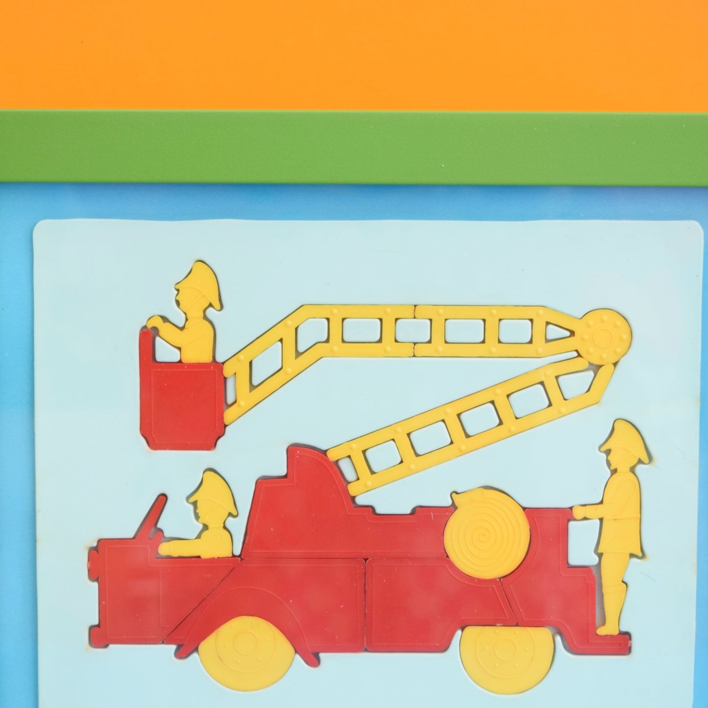 Vintage 1960s Unique Plastic Puzzle Picture - Fire Engine