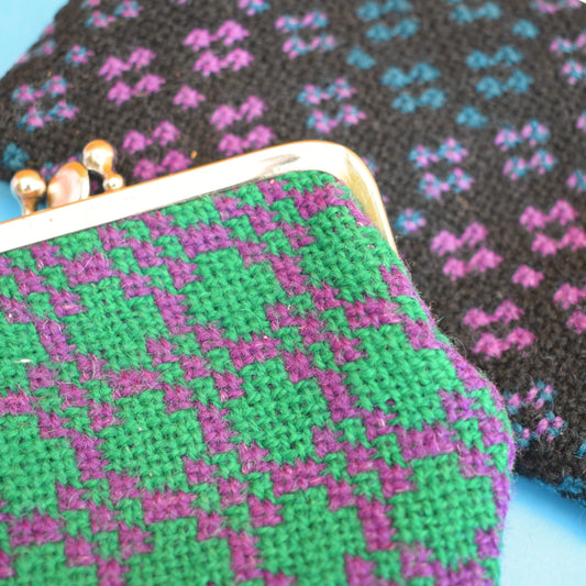 Vintage 1960s Welsh Tapestry Purses - Purple / Green