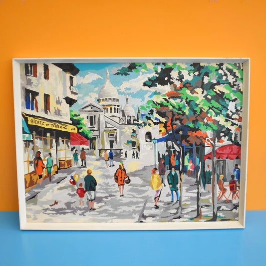 Vintage 1960s Paint By Numbers Picture / Painting - French Scene by Vintage