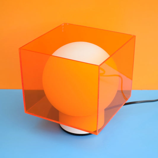 Vintage 1960s Orange Perspex / Glass Cube Lamp - Thorne