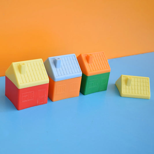 Vintage 1960s Plastic Stacking Toy Houses - Sunny Smile Toys