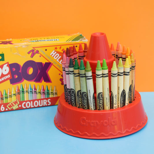 Vintage 1990s Crayola Wax Crayons - Boxed, Retired & Unnamed Colours / Stand