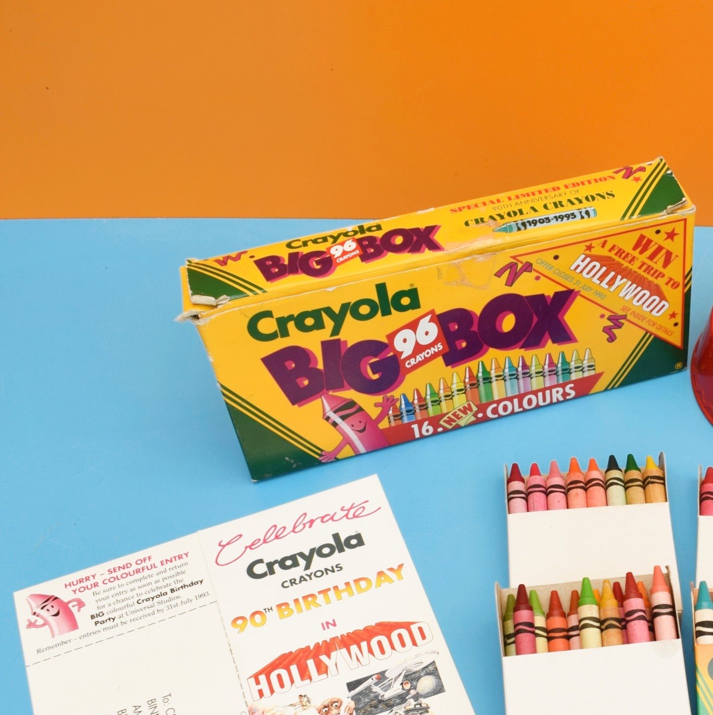 Vintage 1990s Crayola Wax Crayons - Boxed, Retired & Unnamed Colours / Stand by Vintage