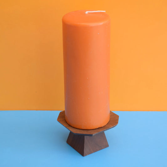 Vintage 1960s Stylish Candle Holder- Teak