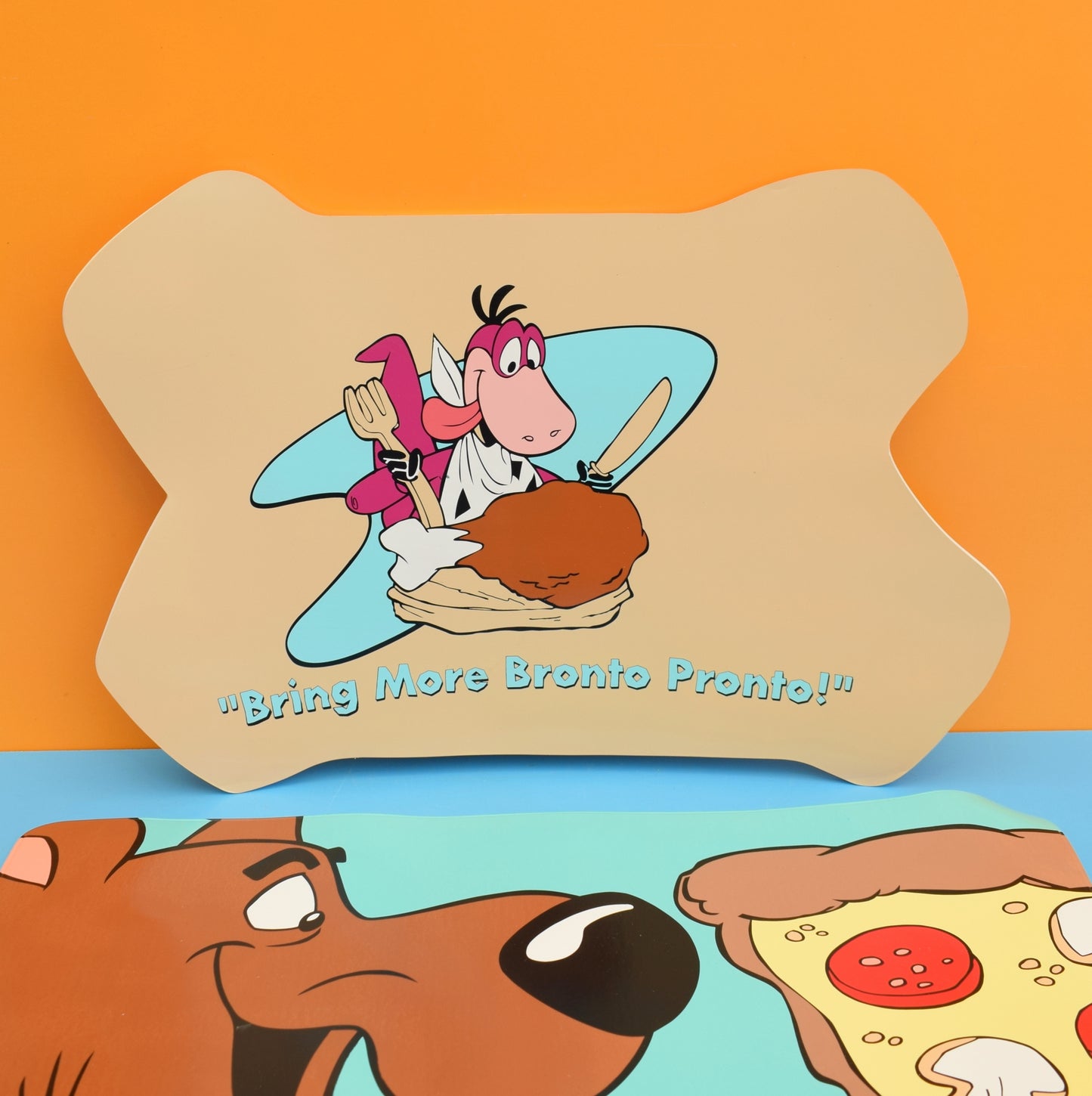 Vintage 1990s Wipe Clean Kids Placemats / Craft Mats - Scooby Doo / Flintstones