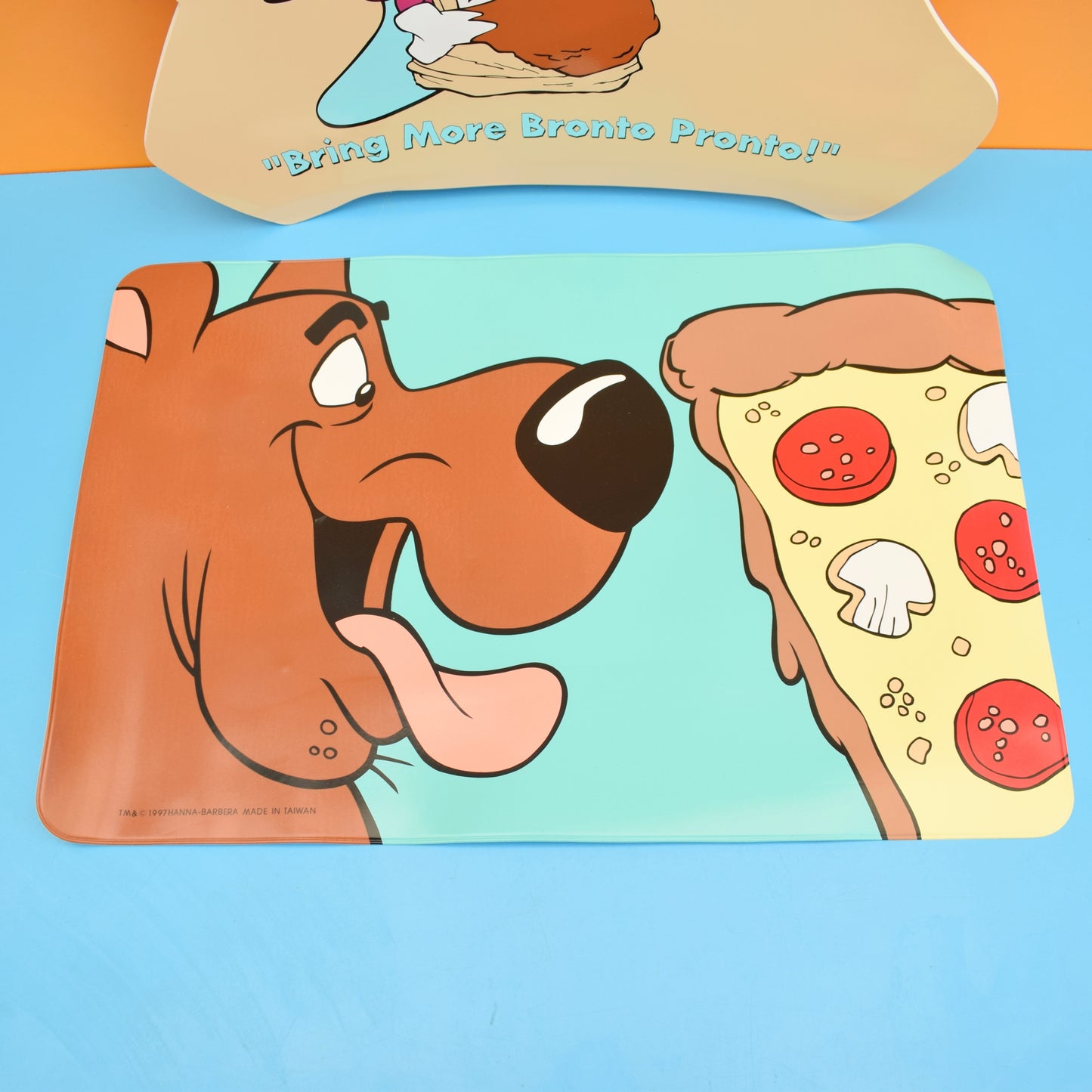 Vintage 1990s Wipe Clean Kids Placemats / Craft Mats - Scooby Doo / Flintstones