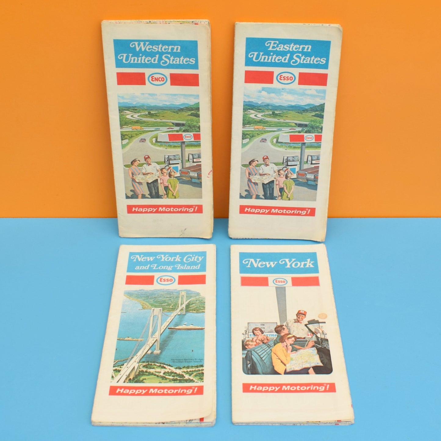 Vintage 1960s Esso Road Motoring Maps - United States x4