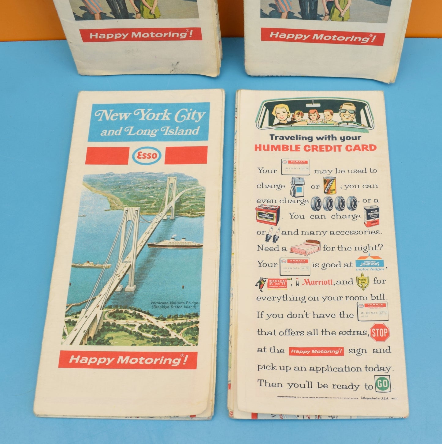 Vintage 1960s Esso Road Motoring Maps - United States x4