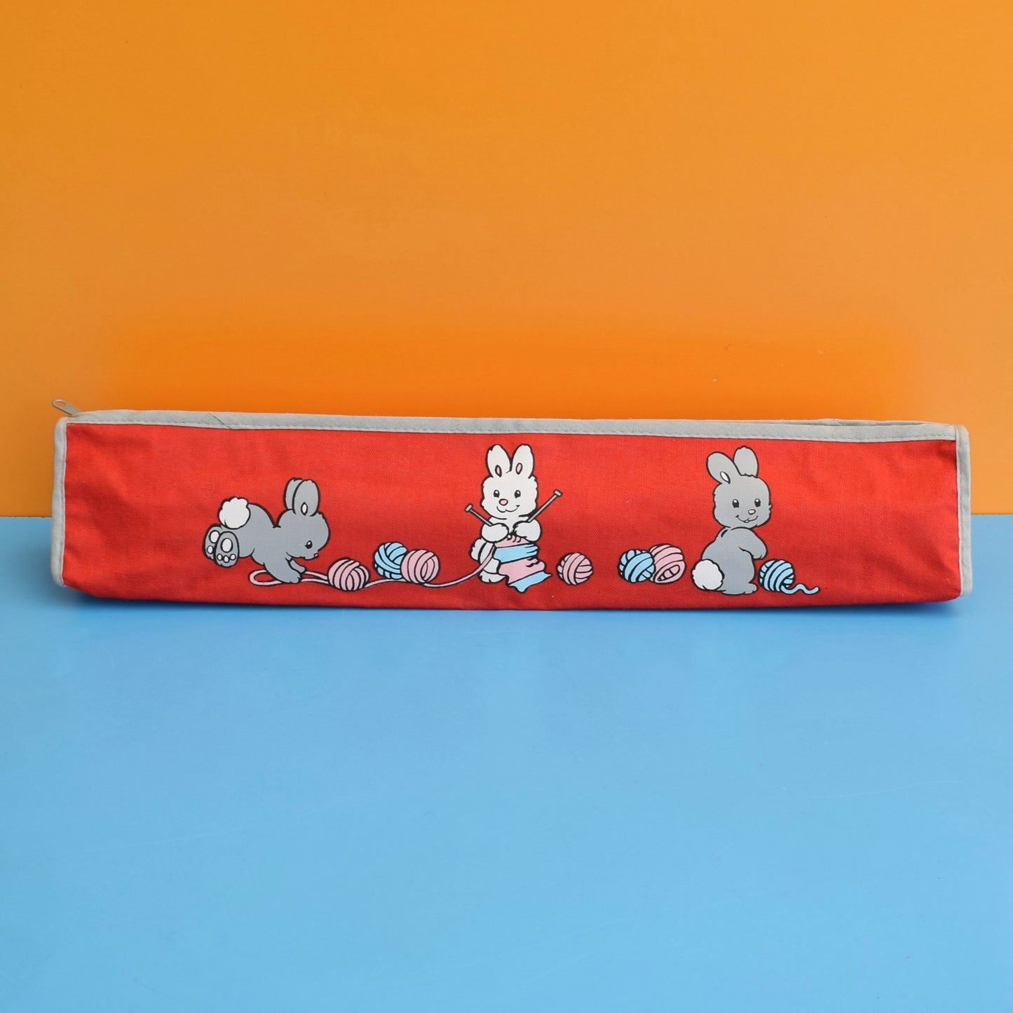 Vintage 1970s Vinyl Knitting Bag - Bunnies