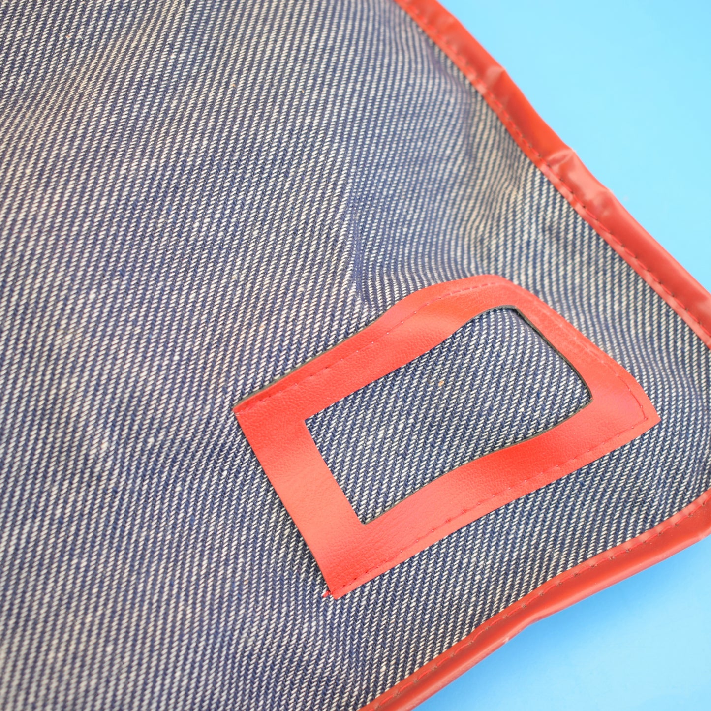 Vintage 1970s Large Art Folder / Bag- Denim / Red - Sketch Pad / Vinyl Records