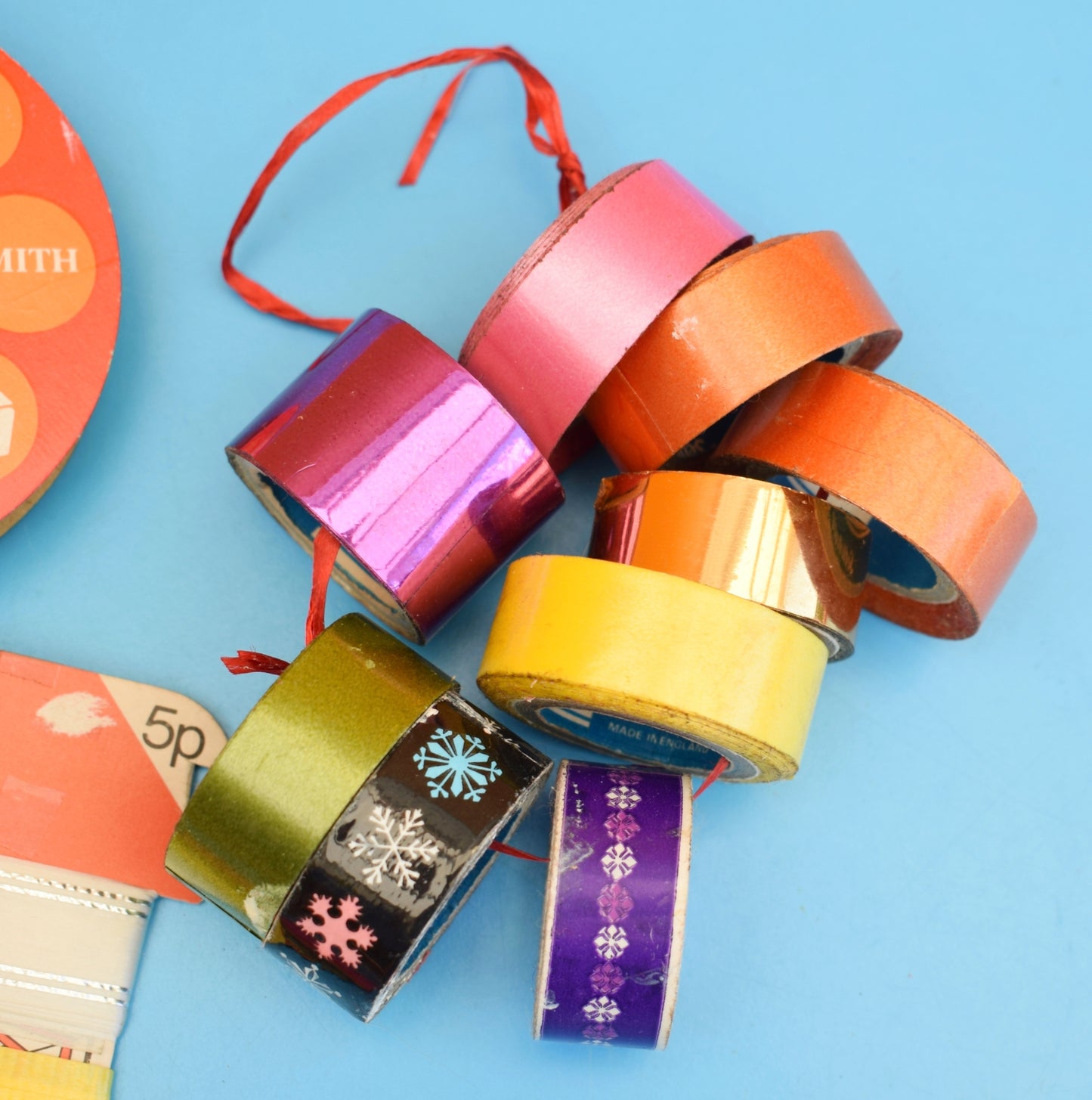 Vintage 1970s Ribbon / Tape - Christmas Parcel Wrapping