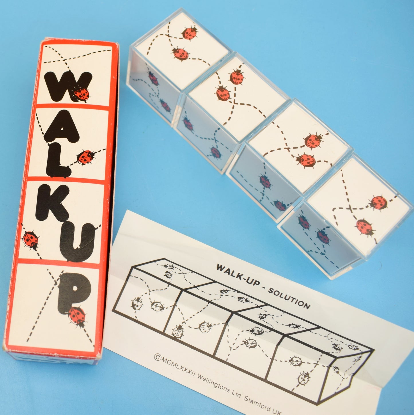 Vintage 1980s Game - Ladybird Design Cube Stacking Game - Walk Up .
