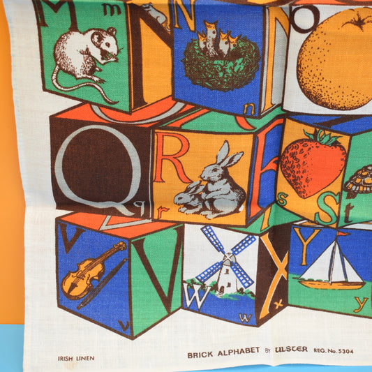 Vintage 1980s Brick Alphabet - Tea Towel - Ulster