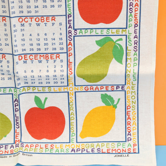 Vintage 1980s Tea Towel - Fruity Calender (1983)