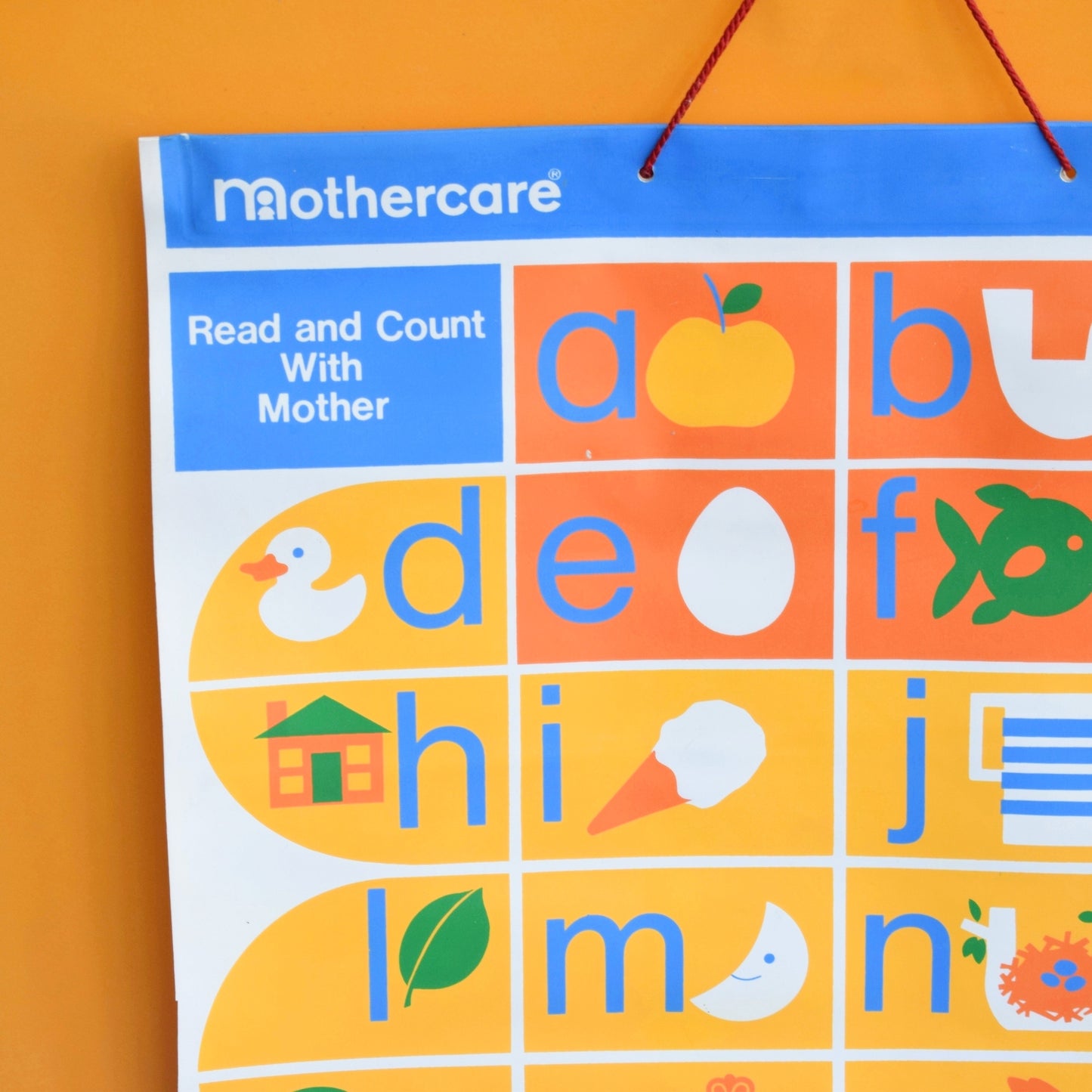 Vintage 1980s Nursery Alphabet /Counting Wall Hanging Chart - Mothercare