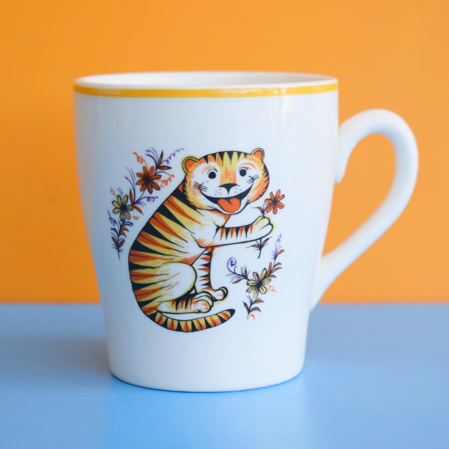 Vintage 1970s Kids Mug - Kitsch - Tiger- Keele Street Pottery - Easter Gift