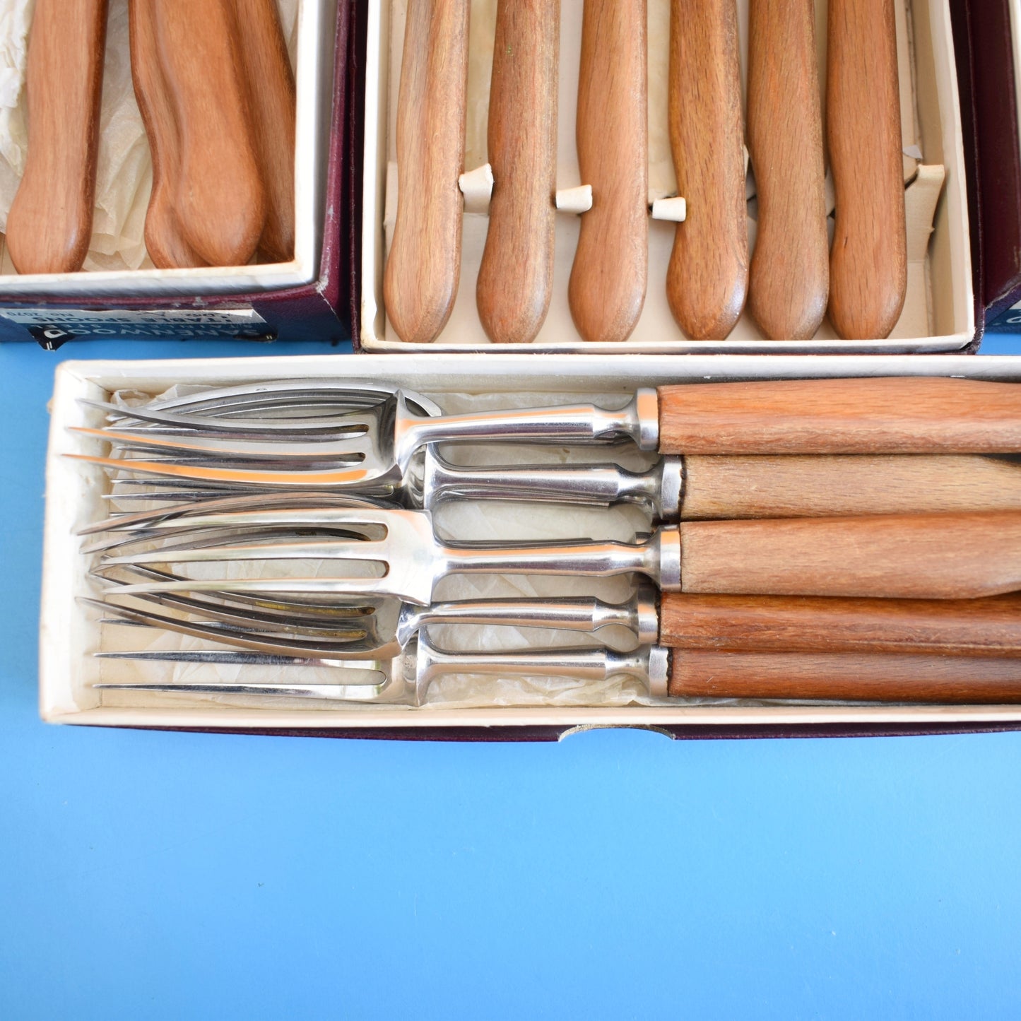 Vintage 1960s Teak Sanenwood Cutlery Pieces - Sold In Sets