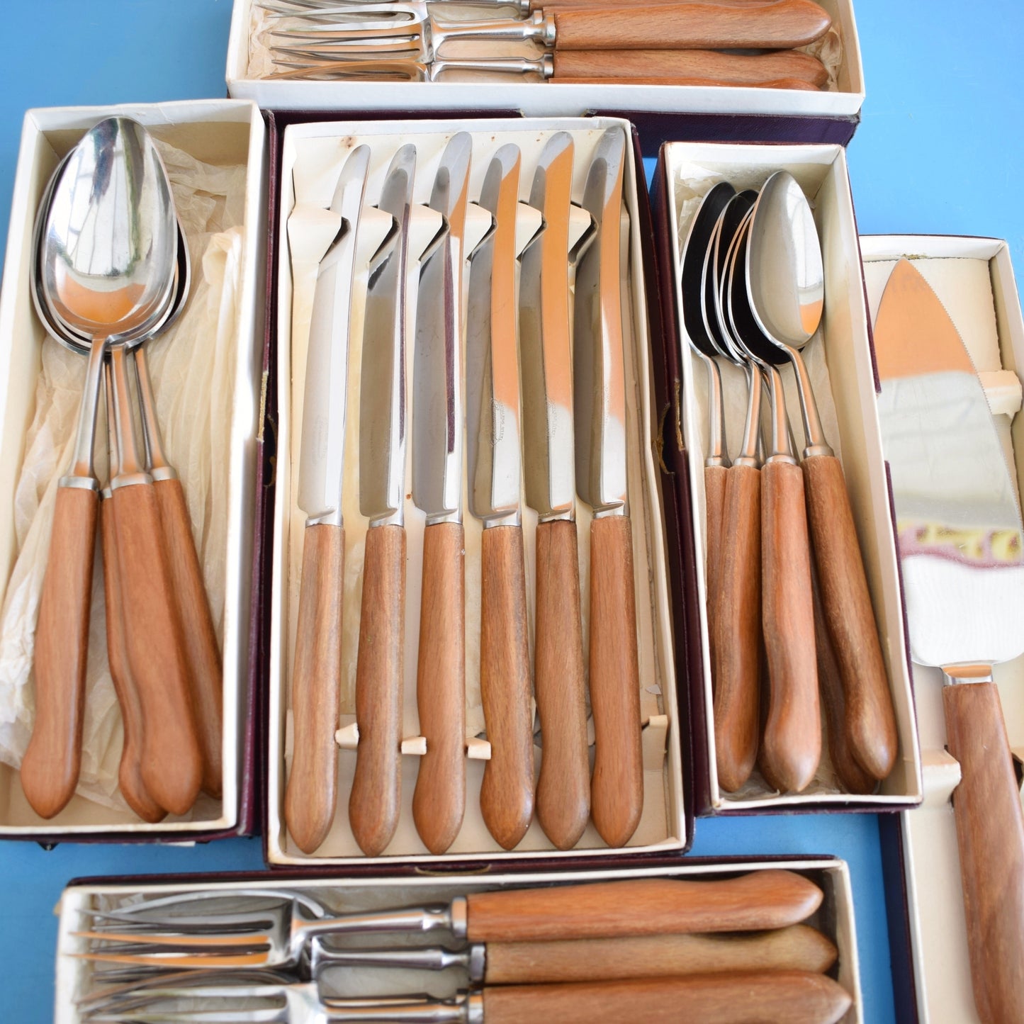 Vintage 1960s Teak Sanenwood Cutlery Pieces - Sold In Sets