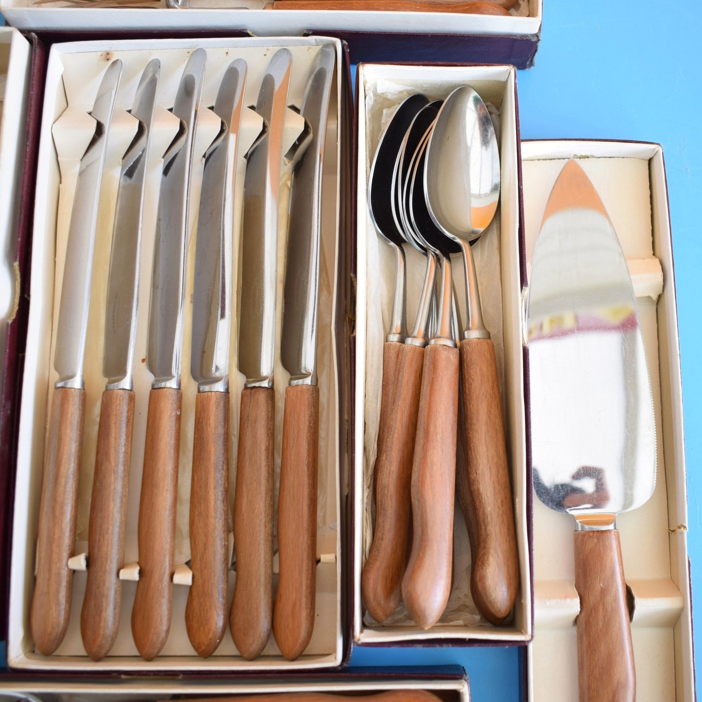 Vintage 1960s Teak Sanenwood Cutlery Pieces - Sold In Sets