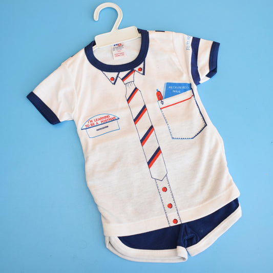 Vintage 1980s T Shirt & Shorts - Postman - Aged 2-3 - Unworn