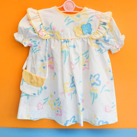 Vintage 1980s Girls Baby Dress- Florals Chica-Loo 12/18months