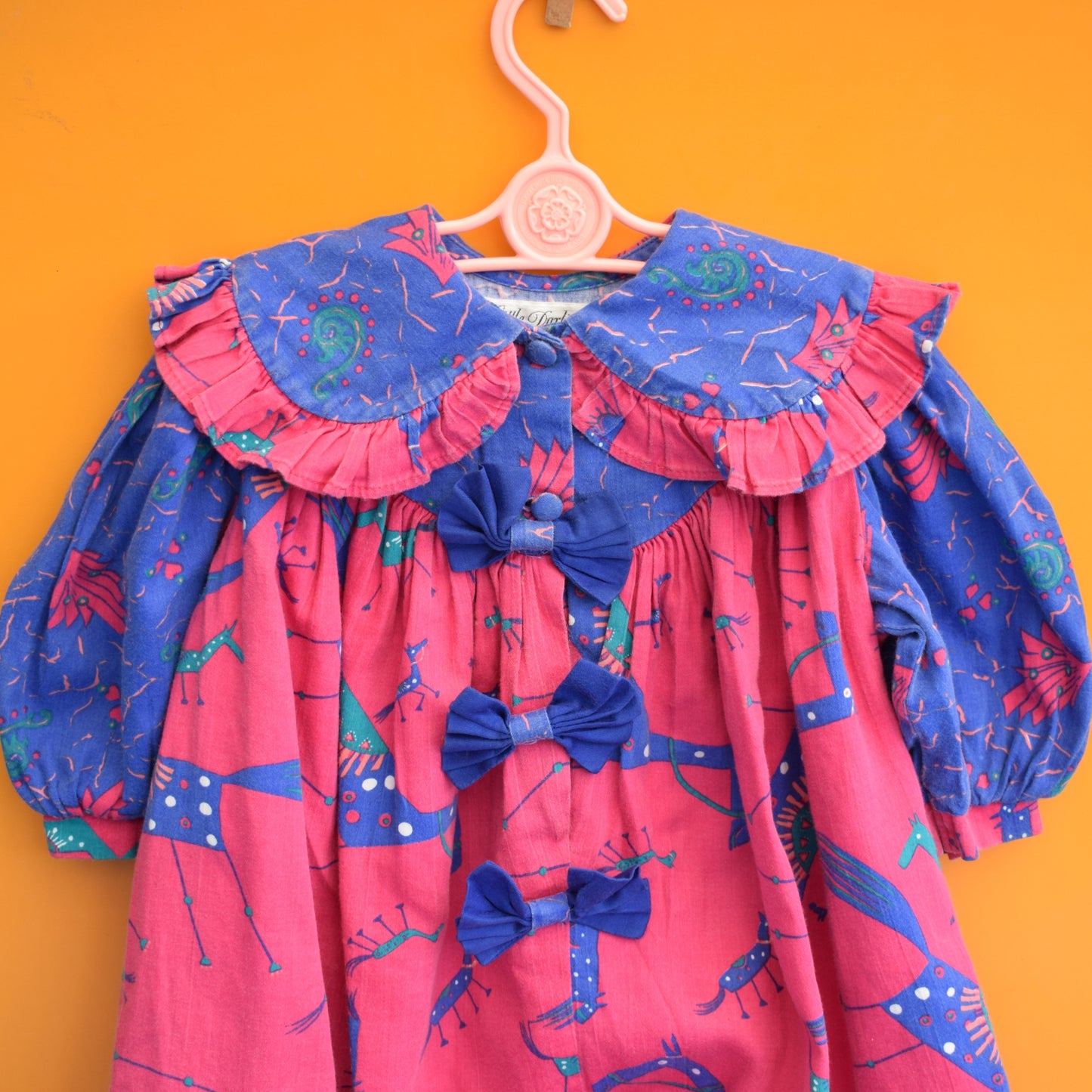 Vintage 1980s Baby Romper - Little Darlings - 1 yr - Pink & Blue