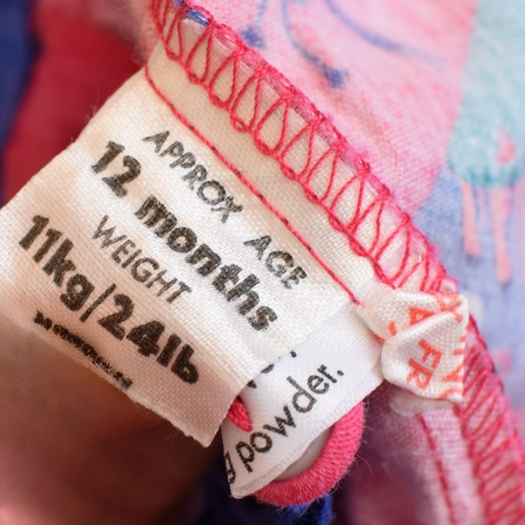 Vintage 1980s Baby Romper - Little Darlings - 1 yr - Pink & Blue