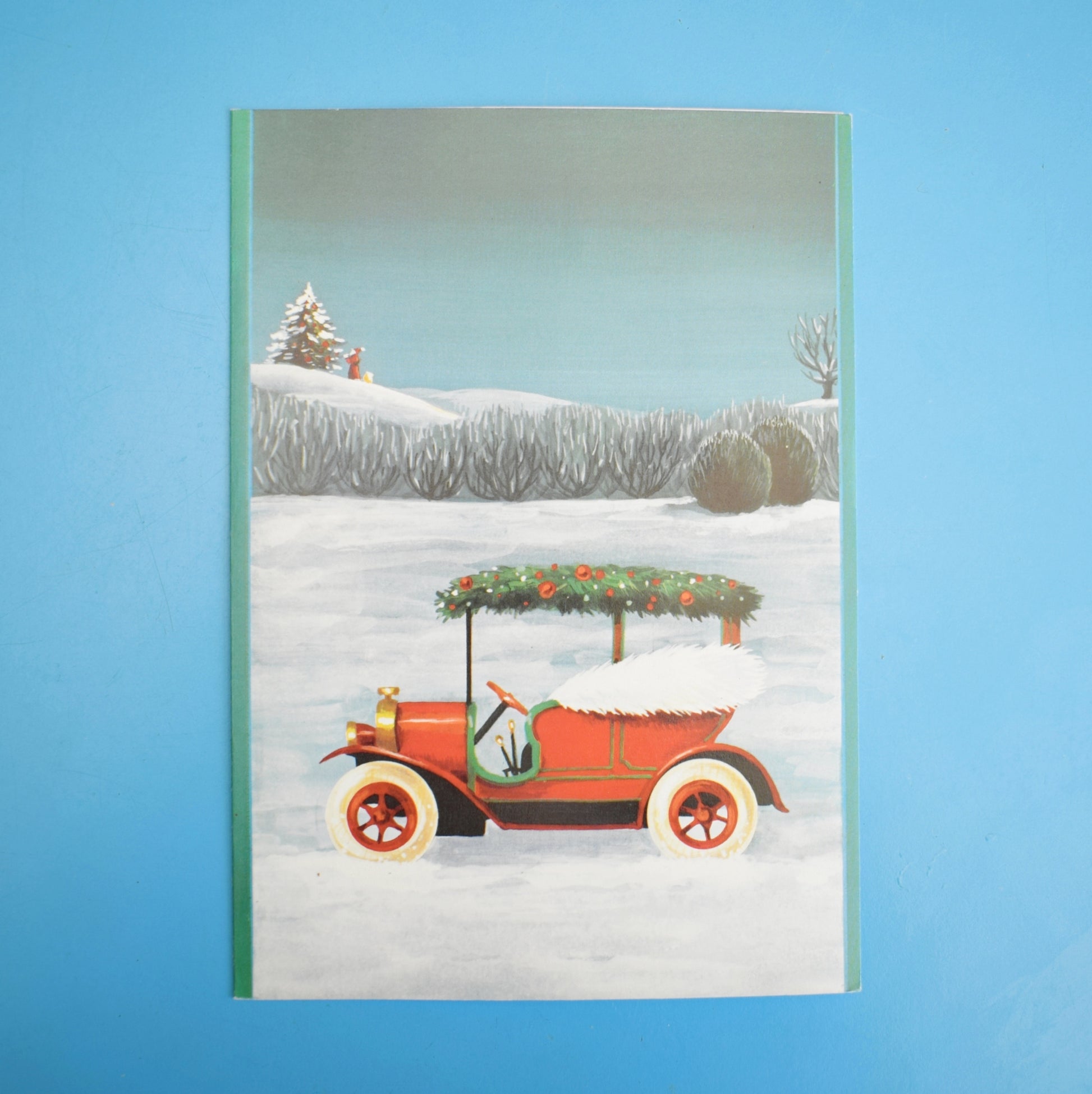 Vintage 1970s French Christmas Greeting Card - Winter Car - Romanelli by Eric's Cards