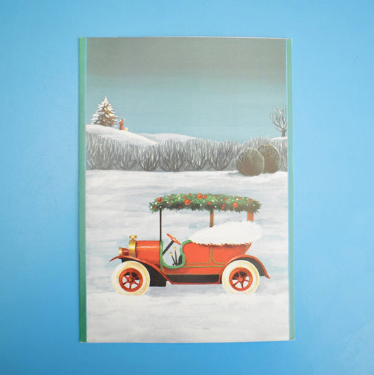 Vintage 1970s French Christmas Greeting Card - Winter Car - Romanelli by Eric's Cards