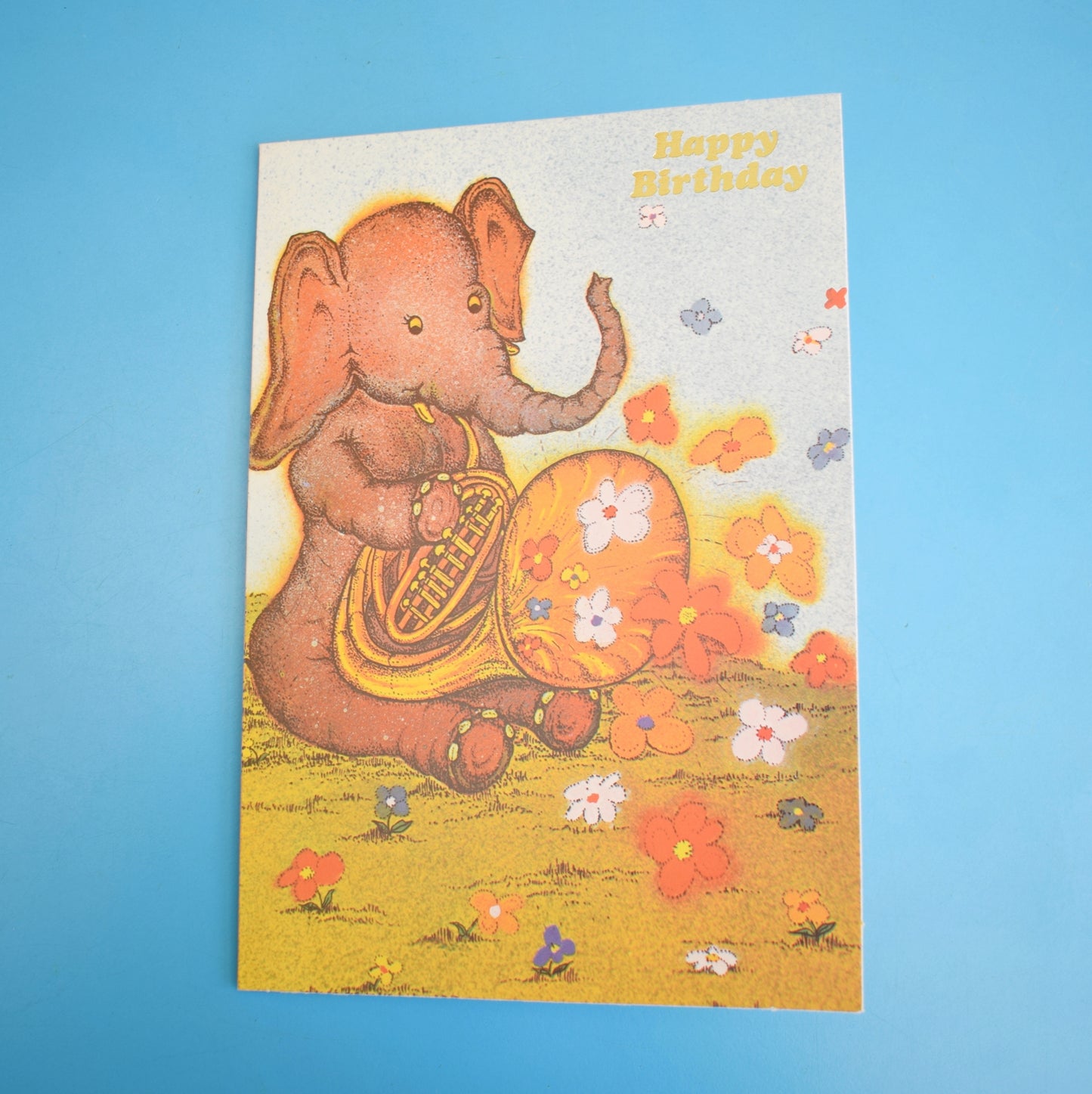 Vintage 1970s Greeting Card - Musical Elephant by Andy Gage by Vintage