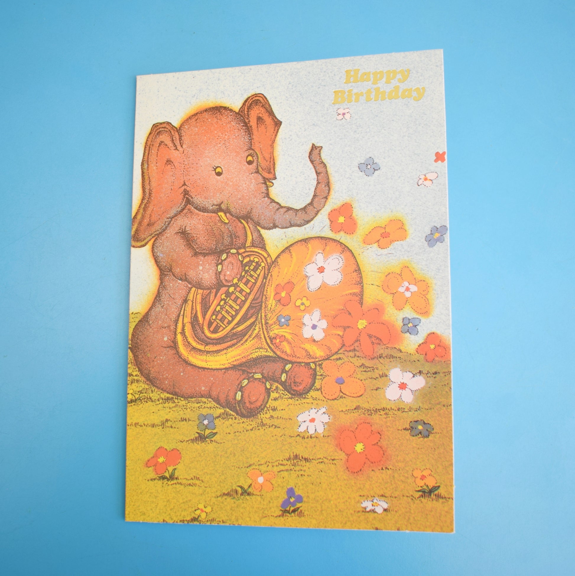 Vintage 1970s Greeting Card - Musical Elephant by Andy Gage by Vintage