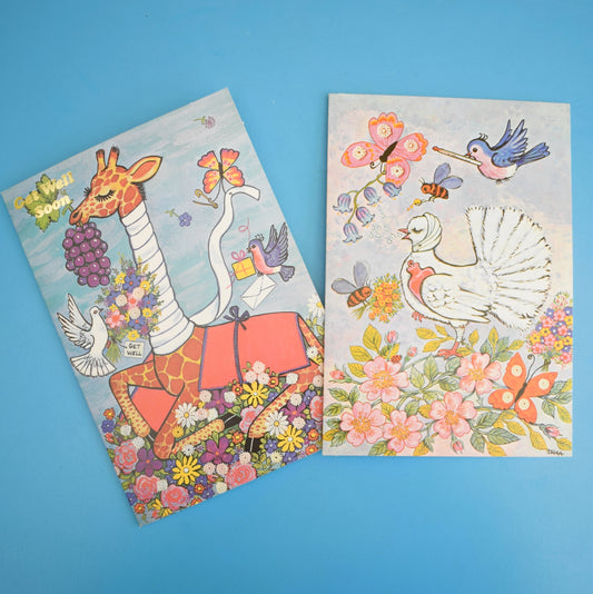 Vintage 1970s Greeting Card - by Erika - Giraffe / Dove by Eric's Cards