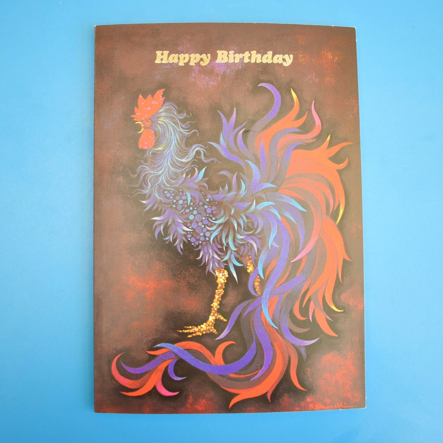 Vintage 1970s Greeting Card - by Romanelli - Swinging Hippo/ Rooster / Birds Of Paradise by Eric's Cards