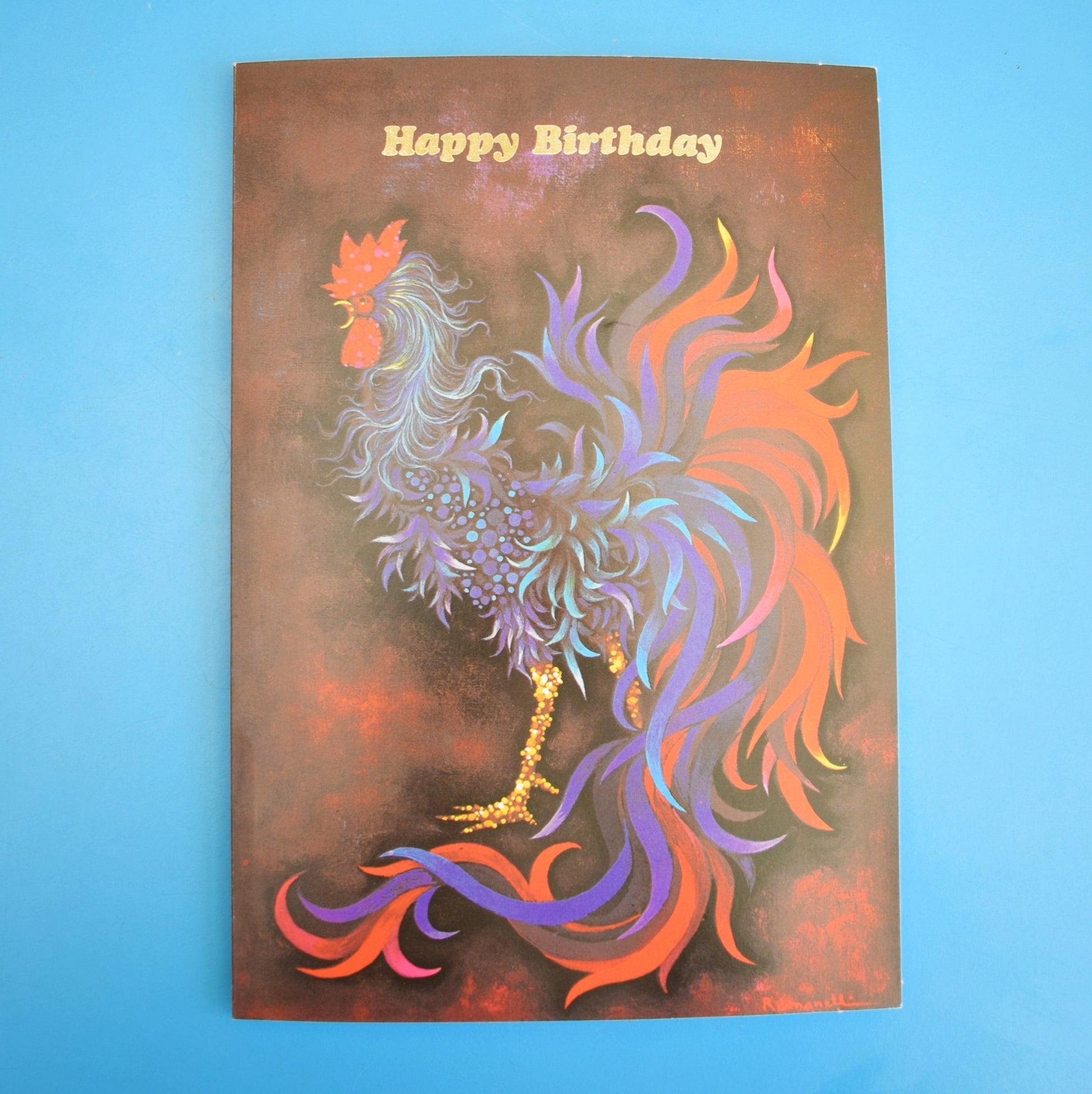 Vintage 1970s Greeting Card - by Romanelli - Swinging Hippo/ Rooster / Birds Of Paradise by Eric's Cards