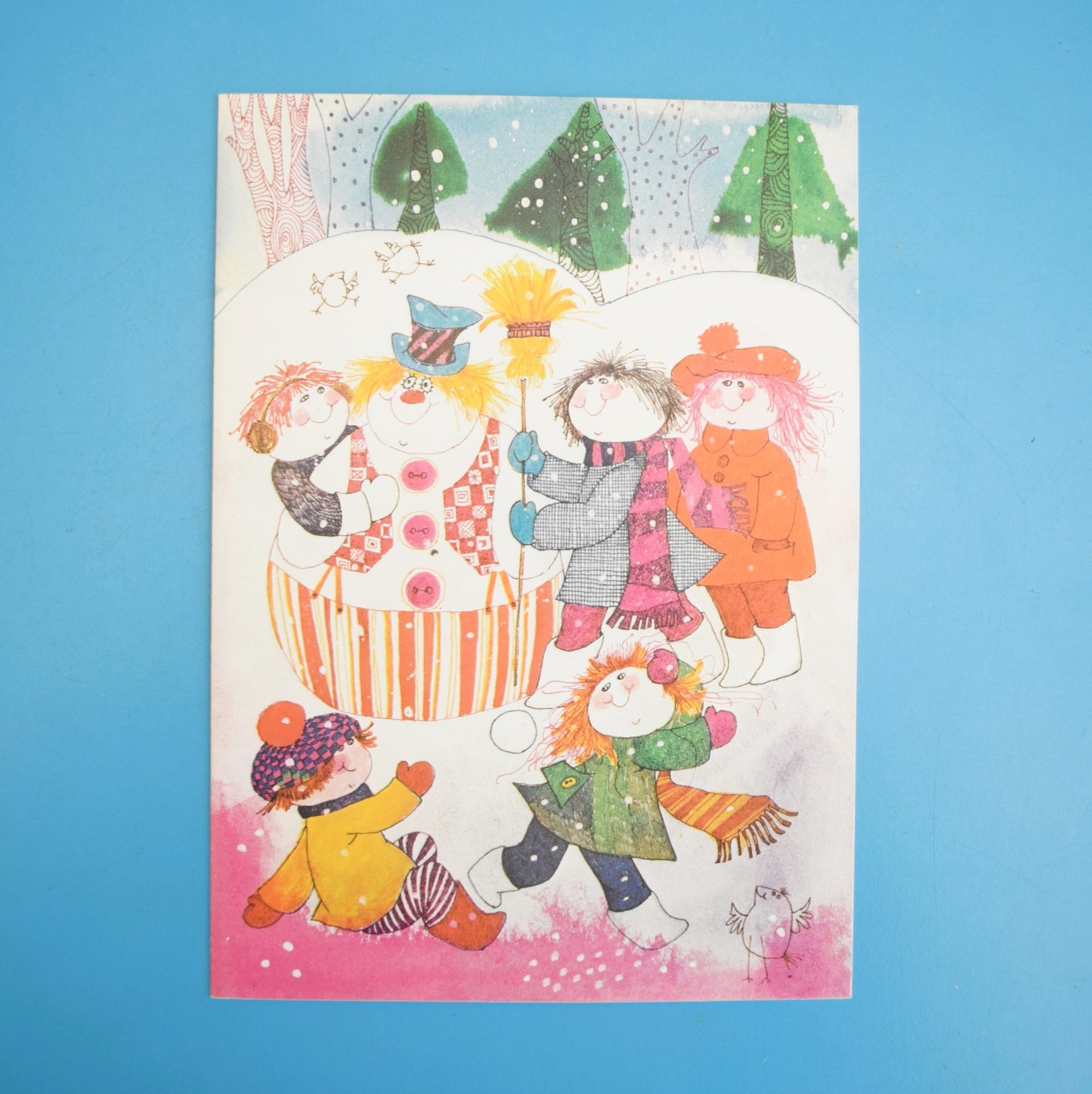 Vintage 1970s French Christmas Greeting Card - Snowman - Susanne by Eric's Cards